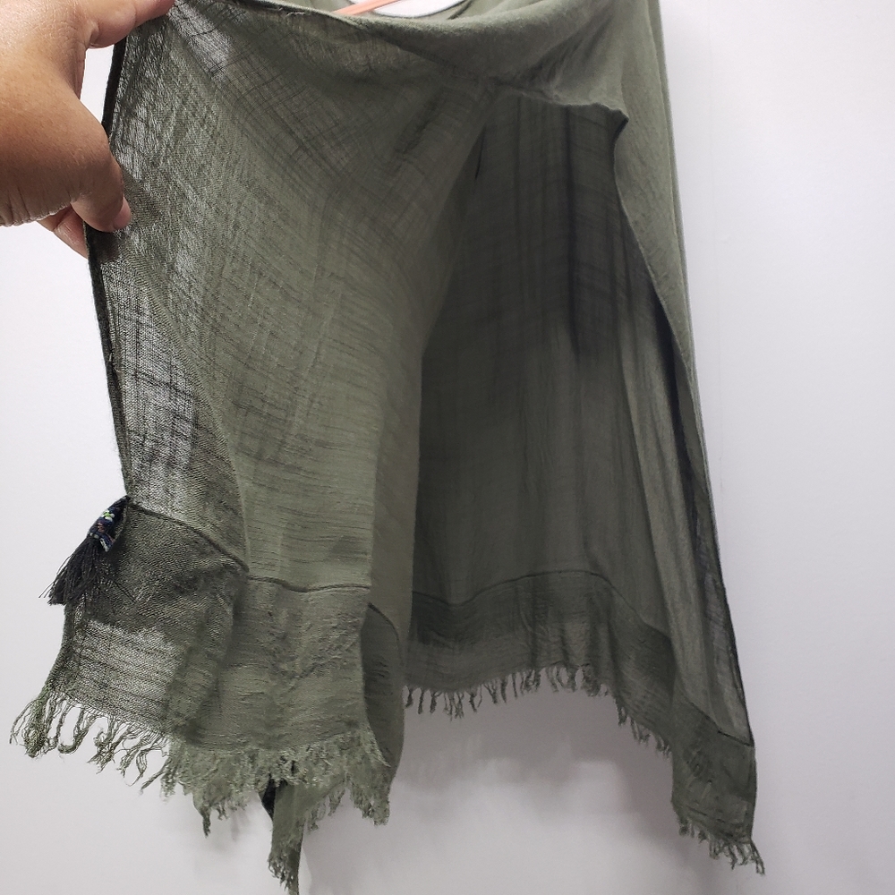 Womens Poncho Green Boho Kaftan Beach Wear Cover Up One Size Versatile - Picture 2 of 8